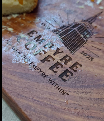 Empyre Coffee branded serving board